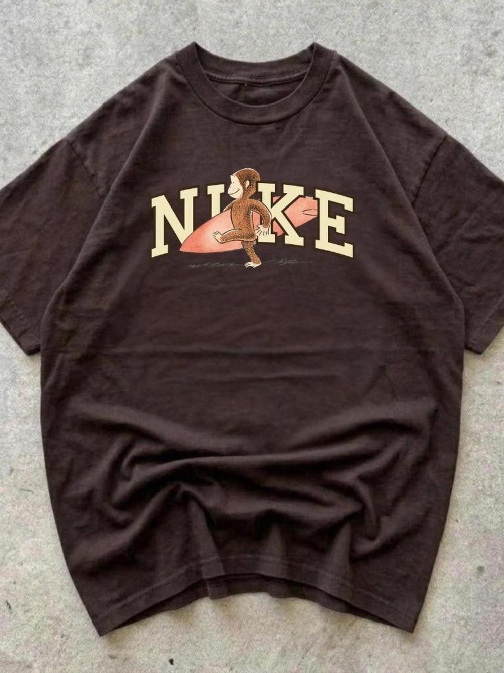 Gildan Dark Chocolate Short-Sleeve Tee with Monkey Graphic